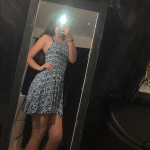 Blue Aztec patterned spring dress